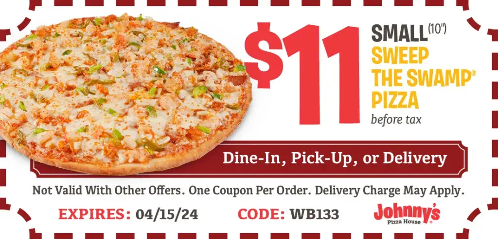 10" Sweep the Swamp® Pizza for $11 (plus tax)